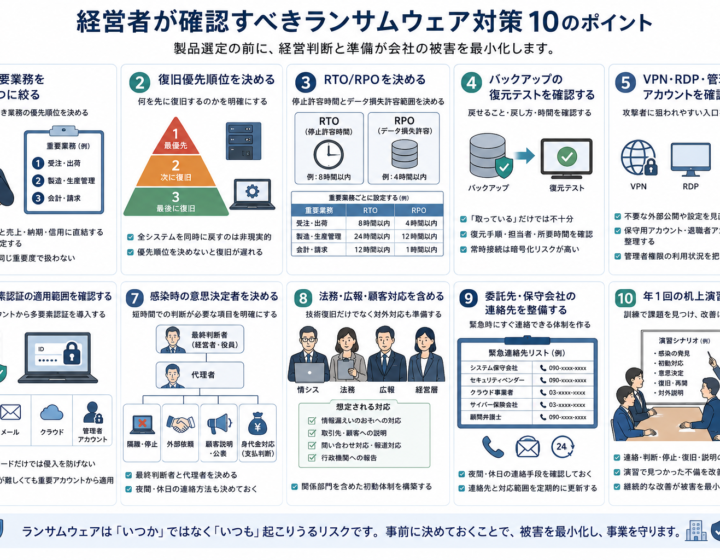 経営者が最初に確認すべきランサムウェア対策10項目