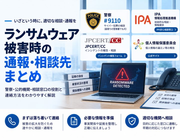 ランサムウェア被害はどこに通報・相談する？